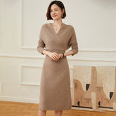 Women's Cashmere Dresses Long Wrap Cashmere Sweather Dress